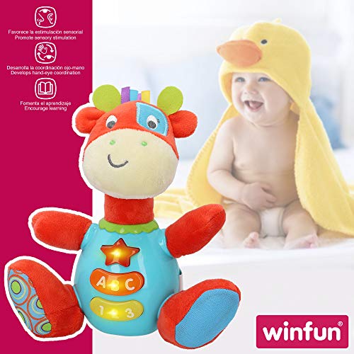 winfun - Peluche luces y sonidos, Peluche musical, Primera infancia, Juguetes interactivos musicales, Peluche interactivo Jirafa Juguetes bebé 6 meses, Peluche bebé, Jirafa peluche (85177)