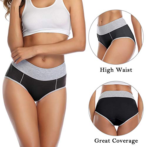 wirarpa Bragas Talle Alto Algodón para Mujer Culotte Braguita de Cintura Alta Cómodo 5 Pack Tamaño XL