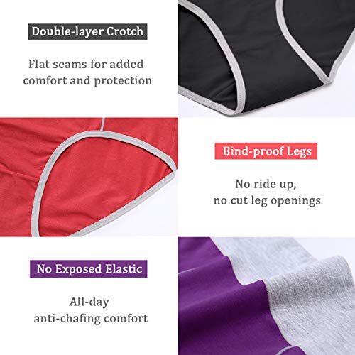wirarpa Bragas Talle Alto Algodón para Mujer Culotte Braguita de Cintura Alta Cómodo 5 Pack Tamaño XL