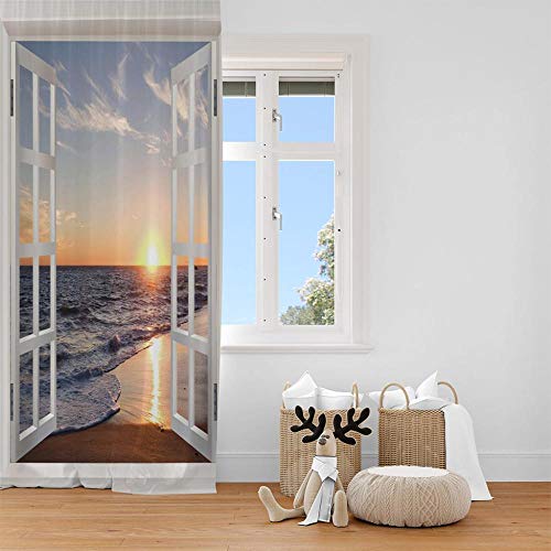 WMNJBGL 3D Ojales Opaca Cortinas Blue 150 x 166 cm Dusk Landscape Reducción Ruido Termicas Aislantes Cortinas Proteccion Intimidad para Salón Cama Habitación Hotel Oficina Cortinas 2 Paneles