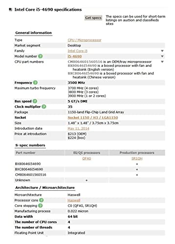 WMUIN UPC procesador I5-4690 i5 4690 Procesador 3.5GHz cuádruple LGA 1150 Escritorio CPU 100% Trabajando correctamente procesador de Escritorio Hardware de la computadora