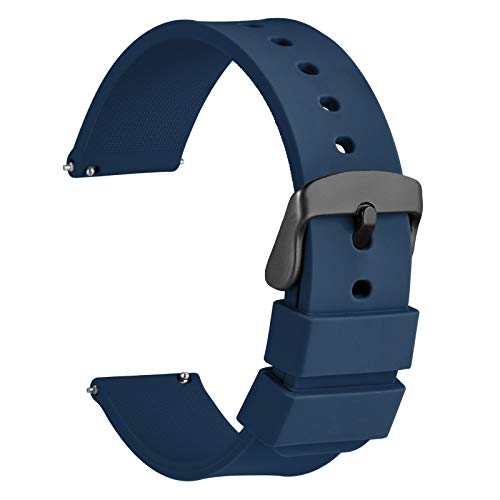 WOCCI 20mm Silicona Correa Reloj con Hebilla Negra, Liberación Rápida para Hombre Mujer (Azul Oscuro)
