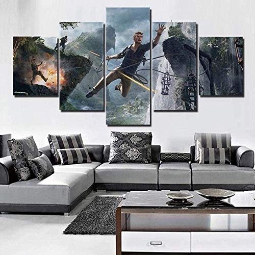 wodclockyui 5 Piezas Cuadro de Lienzo - Película Uncharted Pintura 5 Impresiones de imágenes Decoración de Pared para el hogar Pinturas y Carteles de Arte HD 200cmx100cm Sin Marco
