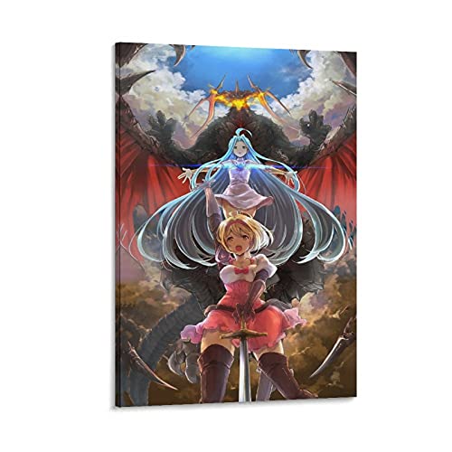 WOHEN Póster de granblue Fantasy versus djeeta en lienzo y arte de la pared con impresión moderna para dormitorio familiar de 50 x 75 cm