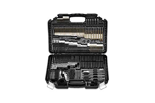 WOLFGANG Juego de 246 Puntas para Taladro Atornillador, Para fresado, madera, piedra, llaves, sierras perforadoras, Brocas en Titanio HSS anodizado negro, Kit Universal con maletín