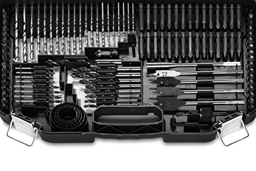 WOLFGANG Juego de 246 Puntas para Taladro Atornillador, Para fresado, madera, piedra, llaves, sierras perforadoras, Brocas en Titanio HSS anodizado negro, Kit Universal con maletín
