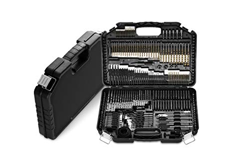 WOLFGANG Juego de 246 Puntas para Taladro Atornillador, Para fresado, madera, piedra, llaves, sierras perforadoras, Brocas en Titanio HSS anodizado negro, Kit Universal con maletín