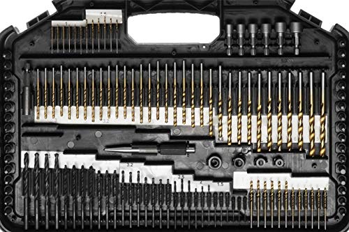 WOLFGANG Juego de 246 Puntas para Taladro Atornillador, Para fresado, madera, piedra, llaves, sierras perforadoras, Brocas en Titanio HSS anodizado negro, Kit Universal con maletín