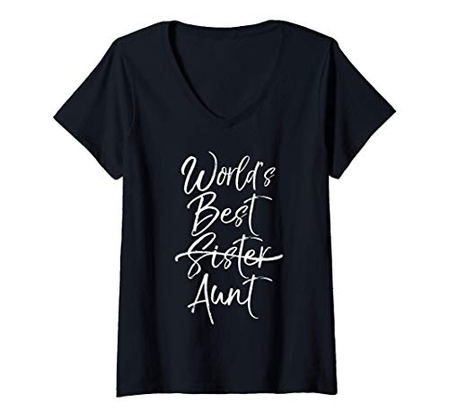 Womens Pregnancy Announcement Sister Marked Out World's Best Aunt Camiseta Mujer Cuello V