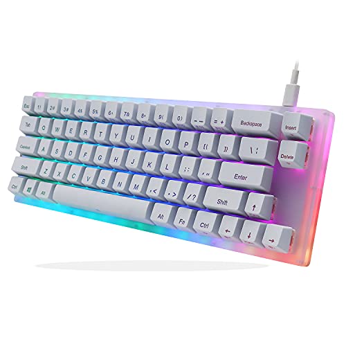 Womier K66 60% teclado mecánico, interruptor Gateron retroiluminado RGB con cable tipo C conmutable en caliente 60% teclado mecánico para PC PS4 Xbox (interruptor amarillo, blanco)