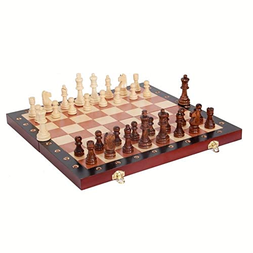Wooden International Chess Set Folding Chess Board New Zealand Pine Travel Game Board Chess Entertainment Children Gifts(Puzzle Entertainment Party)