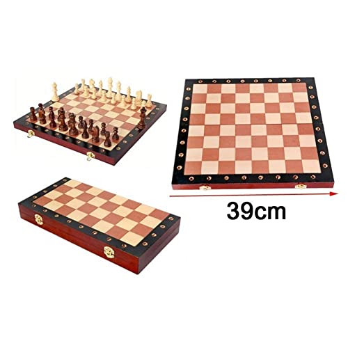 Wooden International Chess Set Folding Chess Board New Zealand Pine Travel Game Board Chess Entertainment Children Gifts(Puzzle Entertainment Party)