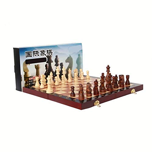 Wooden International Chess Set Folding Chess Board New Zealand Pine Travel Game Board Chess Entertainment Children Gifts(Puzzle Entertainment Party)