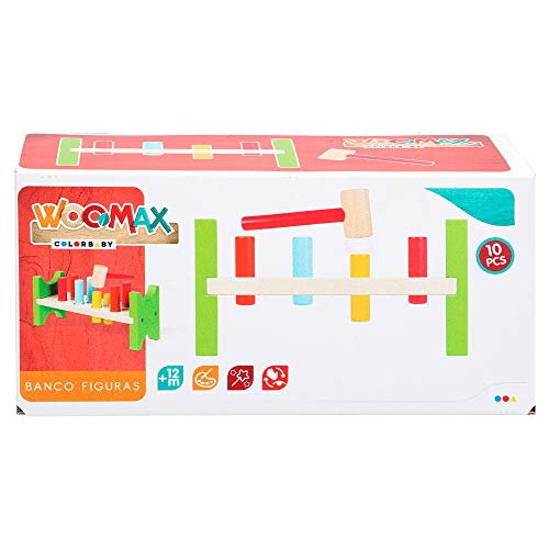 WOOMAX- Banco Figuras con Martillo Madera, Multicolor (Colorbaby 40999)