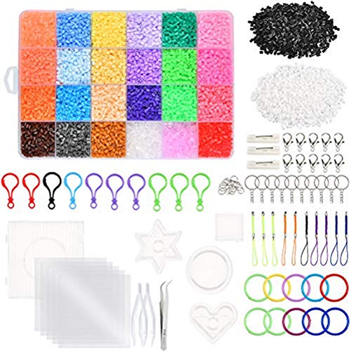 WOWOSS 13000 Cuentas Colores de 2,6 mm, Kit de Cuentas y Muchos Accesorios para Actividades Creativas y Manualidades Infantiles (24 Colores)