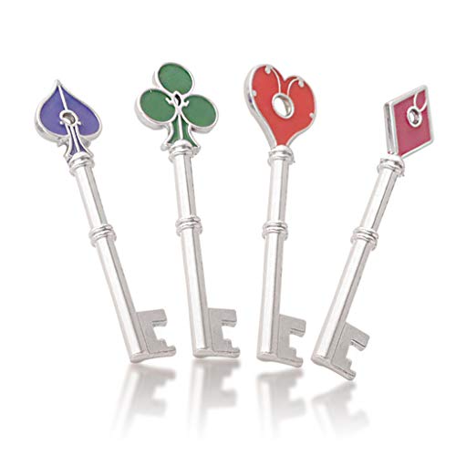 WOWOWO Juego Residents Evils Keychain Set RPD Square Plum Heart Key Policía Jugando a Las Cartas