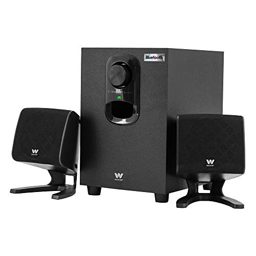 Woxter Big Bass 110r - Altavoces estéreo Bluetooth 2.1 con subwoofer de madera, Bass réflex, 20W de potencia y conexión estéreo RCA de 3,5mm. Ideal para PC / Smartphones y videoconsolas.