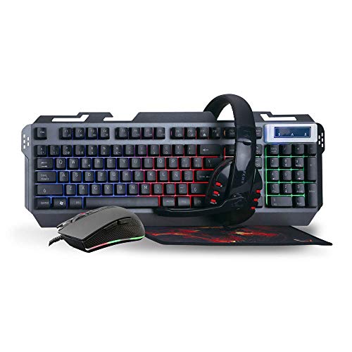 Woxter Stinger FX 80 Megakit - Kit gaming (Teclado retroiluminado de base metálica, ratón óptico hasta 3200 DPI, alfombrilla de microfibra 25x21 y auriculares 2.0 con micrófono)
