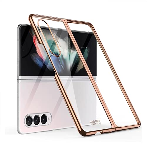 Wuzixi Funda para Samsung Galaxy Z Fold 3, Súper Ligero Elegante Fina Carcasa, Anti-arañazo, Caso de Duro Cover Case para Samsung Galaxy Z Fold 3.Oro Rosa