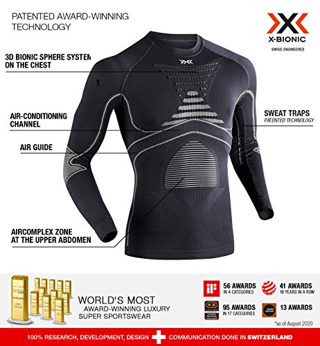 X-Bionic Energy Accumulator Origins Long Sleeve Shirt Men - Camiseta de compresión para Hombre, Hombre, EA-WT17W18M, Charcoal/Pearl Grey, FR : XL (Taille Fabricant : L/XL)