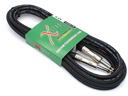 X-LEAD IC70GD045BK serie GOLD, cable de instrumentos profesional de calidad para guitarra/bajo/teclados - Jack to Jack - conectores INCO originales (4,5 m, negro) - MADE IN ITALY by INCO