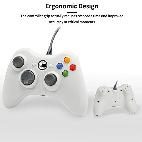 Xbox 360 - Mando con cable para consola de Windows y Xbox 360, Xbox 360 Game Controller Gamepad Blanco
