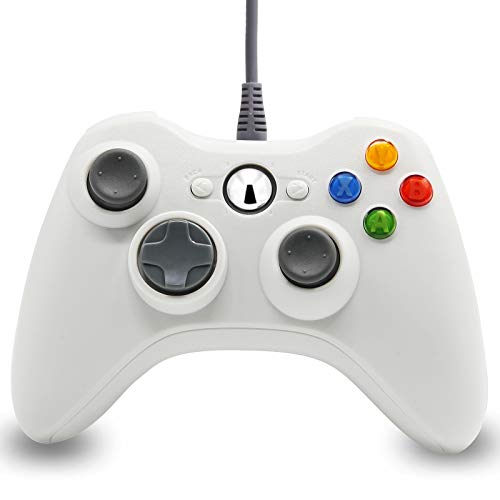 Xbox 360 - Mando con cable para consola de Windows y Xbox 360, Xbox 360 Game Controller Gamepad Blanco