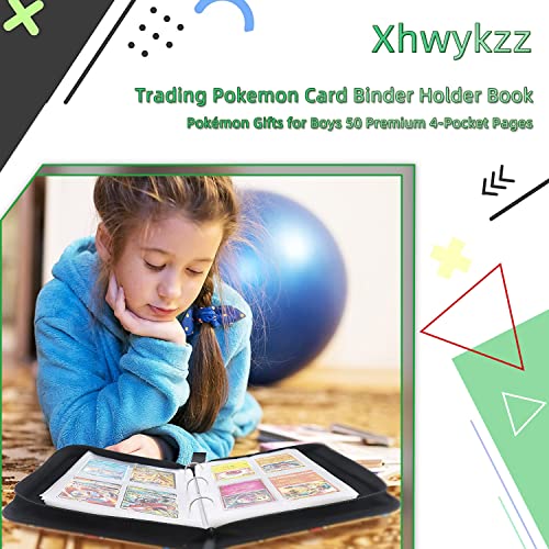 Xhwykzz Trading Pokemon - Carpeta de tarjetas con diseño de Pokémon, regalo para niños y niñas, regalo de Navidad de Año Nuevo, 50 páginas de 4 bolsillos (400 tarjetas)