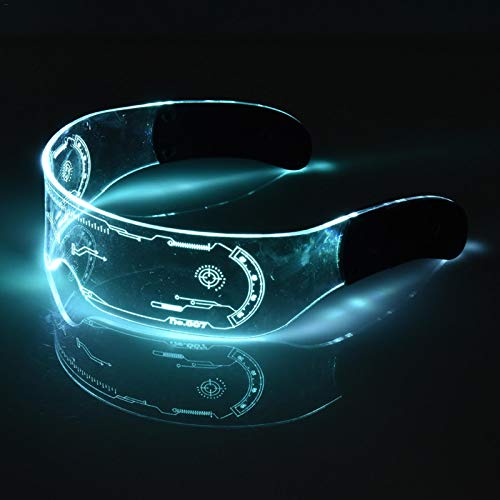 XIAMUSUMMER Gafas luminosas LED de Halloween, gafas de neón, gafas de visera LED Cyberpunk – Gafas de visera electrónica futuristas – para fiestas, discotecas, DJ, concierto en vivo, disfraces