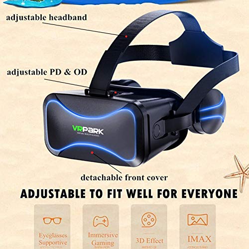 Xianghaoshun Auriculares VR, Compatibles con Android/iOS/PC, Gafas Universales De Realidad Virtual HD: Reproduzca Sus Mejores Juegos Móviles Películas 360 con Nuevas Gafas 3D VR Suaves Y Cómodas