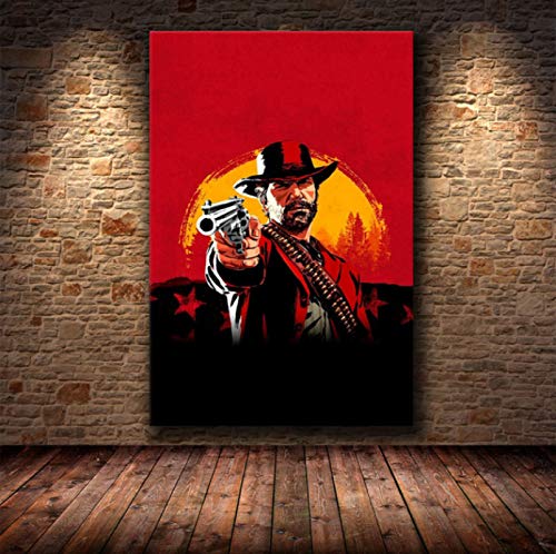xiangpiaopiao El Cartel del Juego Red Dead Redemption 2 Lienzo Póster Arte De La Pared Pintura Impresa Papel Tapiz Decorativo Imagen De Pared 50X70Cm -Xd3692