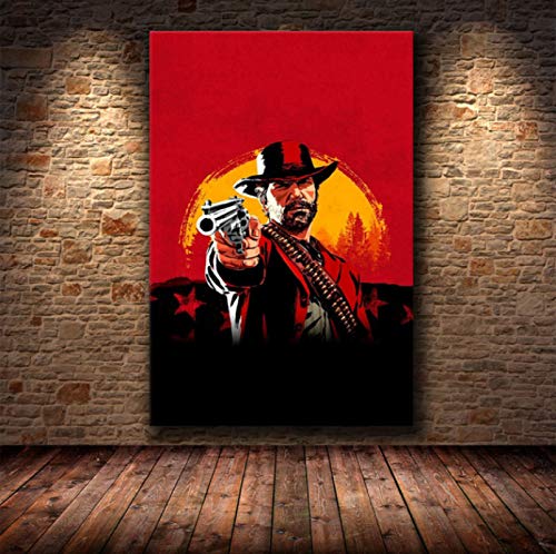 xiangpiaopiao El Cartel del Juego Red Dead Redemption 2 Lienzo Póster Arte De La Pared Pintura Impresa Papel Tapiz Decorativo Imagen De Pared 50X70Cm -Xd3692