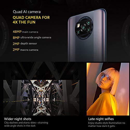 Xiaomi Poco X3 Pro-Smartphone 8GB 256GB Teléfono,6,67" DotDisplay FHD+,Procesador Snapdragon 860,48MP AI Cámara Cuádruple con NFC,SIM 1 + Slot híbrido,Versión Global(Negro)