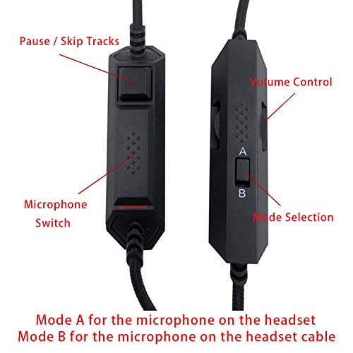 Xingsiyue Reemplazo Cable para Logitech G433/G233/G Pro/G Pro X Gaming Auriculares/PS4/Xbox One/Nintendo Switch - Control Remoto Mic Cordón (Negro)