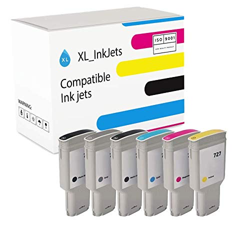 XL de Ink Compatible para HP 727 300 ml, (MBK/PBK/C/M/Y/G) Juego de 6 Unidades