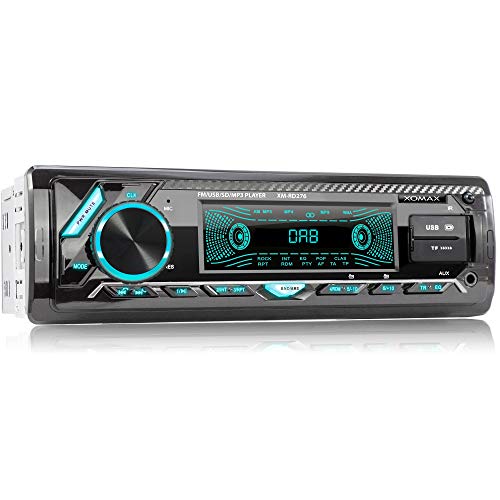 XOMAX XM-RD276 Autoradio Radio de Coche con Dab+ Radio Tuner I Bluetooth Manos Libres y música I USB y SD (128 GB por Medio) I WMA WAV I AUX-IN I DIN 1 I Marco Integrado