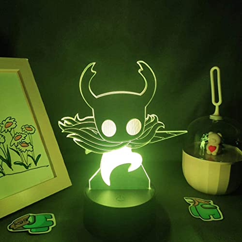 XXSDDM Lámpara Hollow Knight Night Light,Anime Figura Illusion Game Light Decoración Atmósfera Touch Remote Control