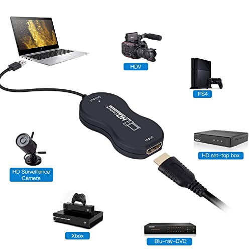 Xyfw Captura USB Tarjeta De Audio Y Video HDMI, Registro De Reunión De Transmisión De Juegos, HDMI A USB HD 1080P Conversor Grabber De Transmisión En Vivo Adquisición De Alta Definición