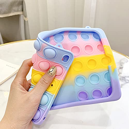 XZC Push Pop Fidget Toys Funda para iPad 2019 (7th) /2020 (8th) 10.2" Silicona a prueba de golpes Full Body Protection Tablet Cover con soporte plegable y cordón (iPad 2019/2020 10.2)