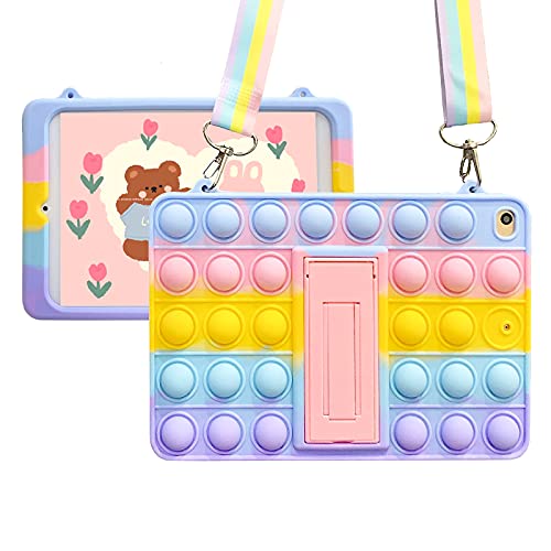 XZC Push Pop Fidget Toys Funda para iPad 2019 (7th) /2020 (8th) 10.2" Silicona a prueba de golpes Full Body Protection Tablet Cover con soporte plegable y cordón (iPad 2019/2020 10.2)