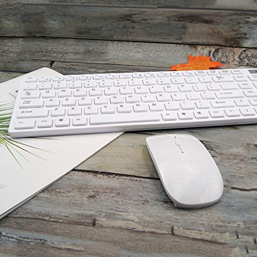 Xzmn - Juego de teclado y ratón inalámbricos ultrafinos de 2,4 G, diseño QWERTY del Reino Unido – Windows PC/portátil/superficie/Apple Book, color WH below