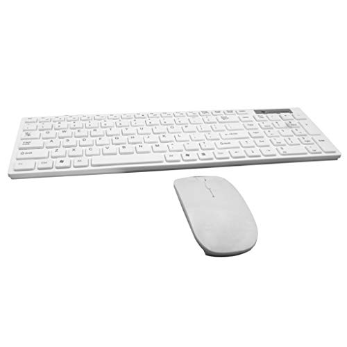 Xzmn - Juego de teclado y ratón inalámbricos ultrafinos de 2,4 G, diseño QWERTY del Reino Unido – Windows PC/portátil/superficie/Apple Book, color WH below