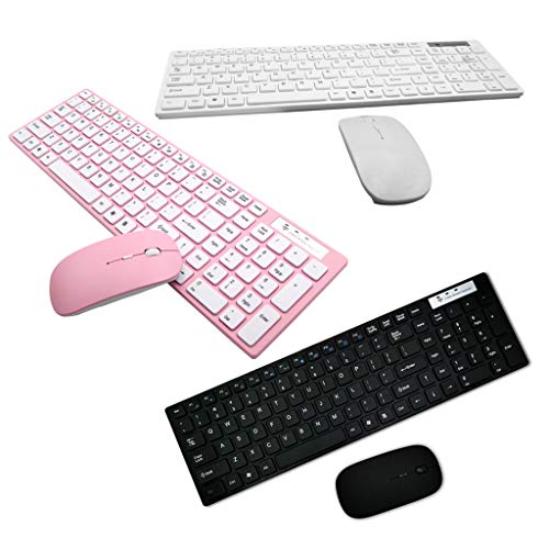 Xzmn - Juego de teclado y ratón inalámbricos ultrafinos de 2,4 G, diseño QWERTY del Reino Unido – Windows PC/portátil/superficie/Apple Book, color WH below