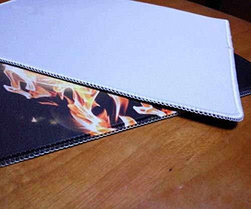 Yanteng Gaming Mouse Pad Decoración asiática, Ciudad Dorada bajo Dragón Fuego Cielo Palacio Mítico Mágico Ciudad legendaria Paisaje, Borde Cosido Amarillo Naranja