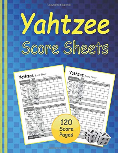 Yathzee Score Sheets: Yathzee game Score Keeping Pads, 120 Scorecards with dice score rules. Triple "Yatzee" – 8,5x11 Inch Large Size Cards