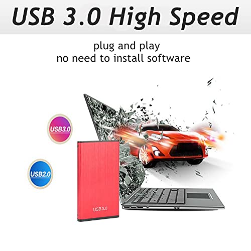 YD0018 Disco Duro móvil, 80G-2TB USB 3.0 Disco Duro Externo portátil HDD 2,5 Pulgadas, Compatible con OS X/XP / Win7 / Win8 / Win10 / Linux, Plug and Play, Rojo(80G)