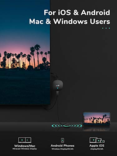 Yehua Wireless Display Dongle 4K Adaptador HDMI inalámbrico WiFi Display Receiver Soporte Miracast Airplay DLNA para Android / Smartphone to PC / TV / Monitor / Proyector