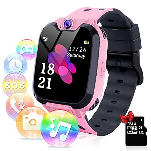 YENISEY Relojes para Niños - Música Smartwatch para Niños Niña Game Watch (Tarjeta SD de 1GB incluida Pantalla táctil Relojes Inteligentes con Llamada Juego Cámara Música (Rosa)