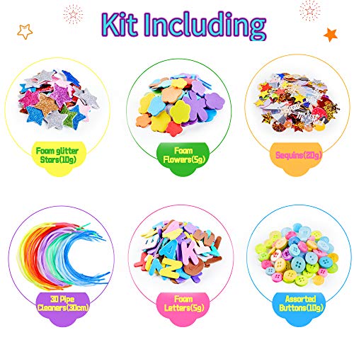 Yetech Creativo Pipe Cleaners Crafts Set，1500+ PCS Kit Manualidades niños,Pompoms con Wiggle Eyes , Craft Sticks,Pompones, Gemas Adhesivas,Juego Creativo Regalo para Craft DIY Art Supplies
