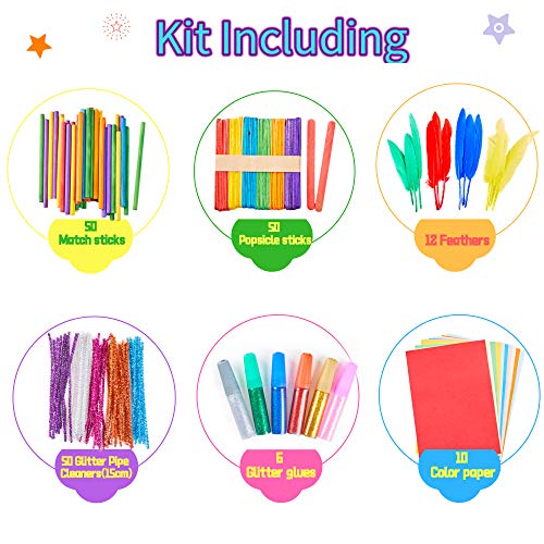 Yetech Creativo Pipe Cleaners Crafts Set，1500+ PCS Kit Manualidades niños,Pompoms con Wiggle Eyes , Craft Sticks,Pompones, Gemas Adhesivas,Juego Creativo Regalo para Craft DIY Art Supplies